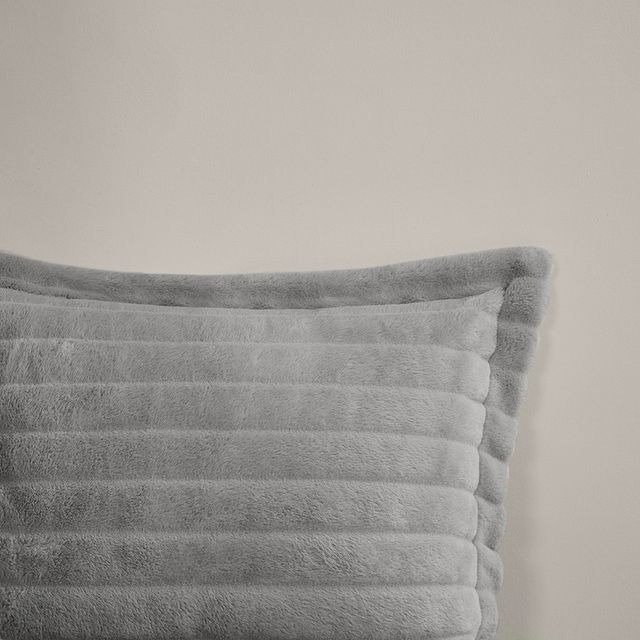 Olliix by Madison Park Amara Grey King/California King Faux Fur Comforter Set-4