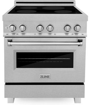 front view of the ZLINE 30" Fingerprint Resistant DuraSnow® Stainless Steel Freestanding Induction Range