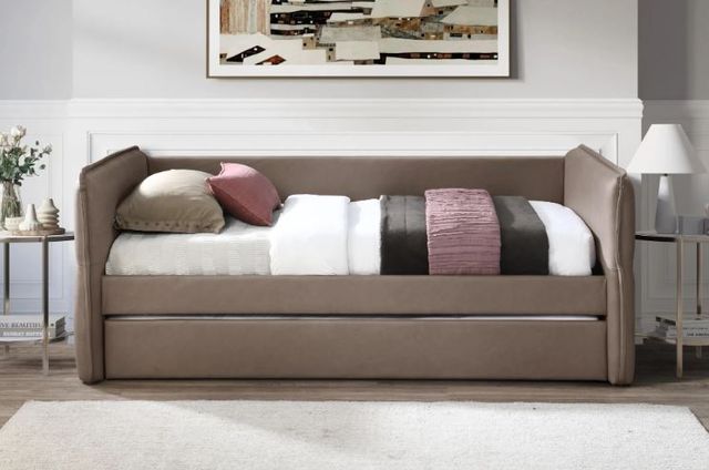 Bernards Trina Mocha Upholstered Twin Trundle Bed-1