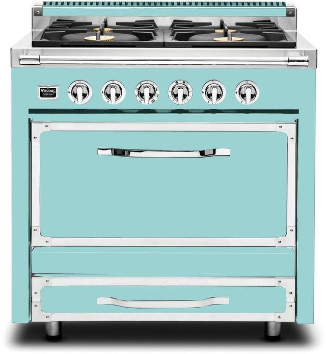 Viking® Tuscany 36" Bywater Blue Dual Fuel Natural Gas Pro-Style Range-0