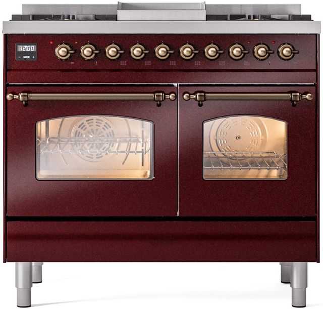 Ilve® Nostalgie II Series 40" Burgundy Pro Style Dual Fuel Range-0
