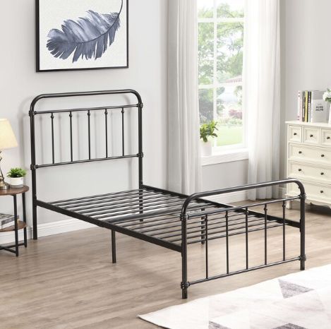 Milton Greens Stars Black Twin Metal Farmhouse Classic Platform Bed-3