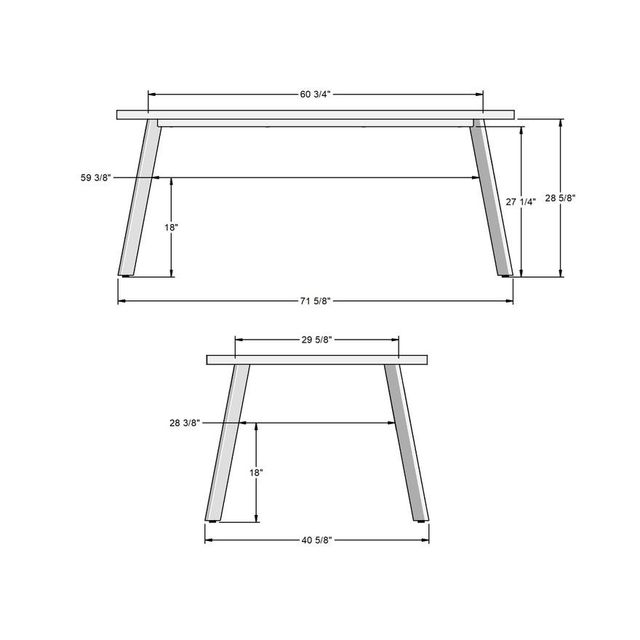 Amisco Customizable Lidya Rectangular Table with 72" Birch Veneer Top-1