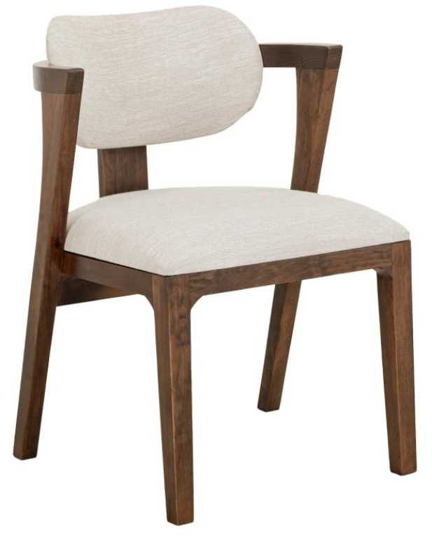 International Furniture Direct Zaphiro Lacquer Brown/White Upholstered Dining Arm Chair-0