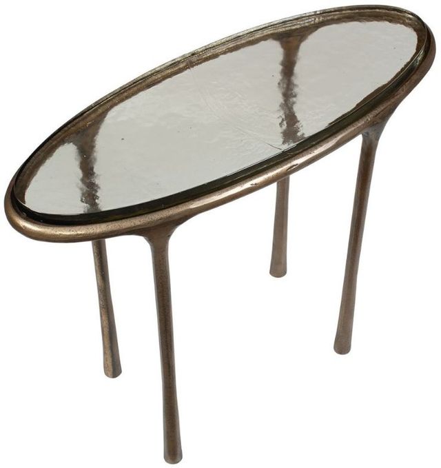 Uttermost® Ata Glass Top Oval Accent Table with Antique Brass Base-3