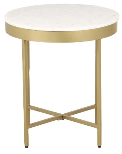 LR Home Gold/White Side Table-0