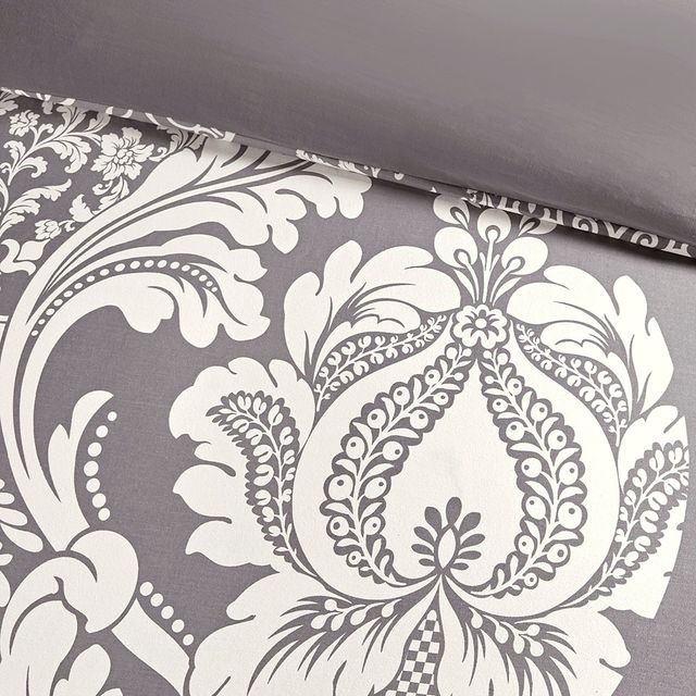 Olliix by Madison Park Vienna 6 Piece Grey Full/Queen Printed Duvet Cover Set-4