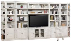 Parker House® Boca 9-Piece Cottage White Entertainment Wall with Corner Bookcases
