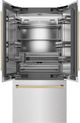 ZLINE Autograph Edition 36" 19.6 Cu. Ft. Satin Stainless Steel Built-In French Door Refrigerator with Polished Gold Accents-1