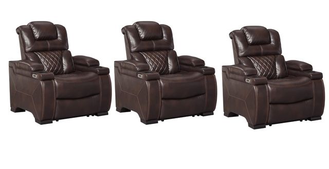 Signature Design by Ashley® Warnerton 3 Piece Chocolate Power Reclining Living Room Seating Set-0