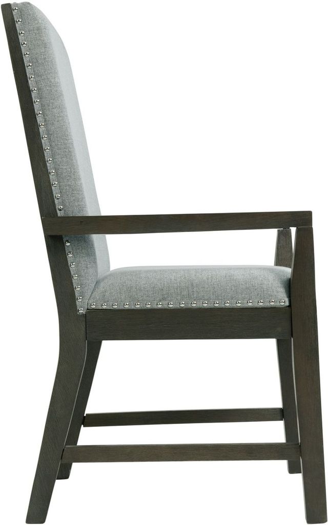 Elements International Donavan Dark/Gray Upholstered Dining Arm Chair-2