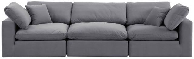 Meridian Furniture Comfy 3-Piece Gray Velvet Sofa -1