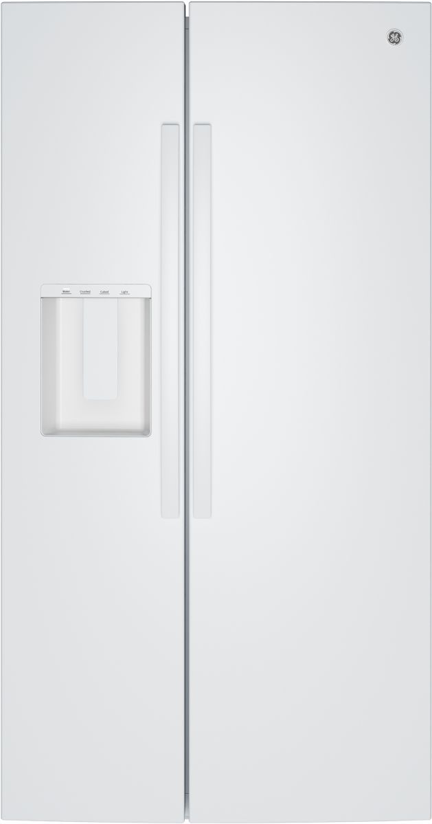 GE® 36" 23.6 Cu. Ft. White Counter Depth Side-By-Side Refrigerator with Extra Tall Dispenser and In-Door Icemaker-0