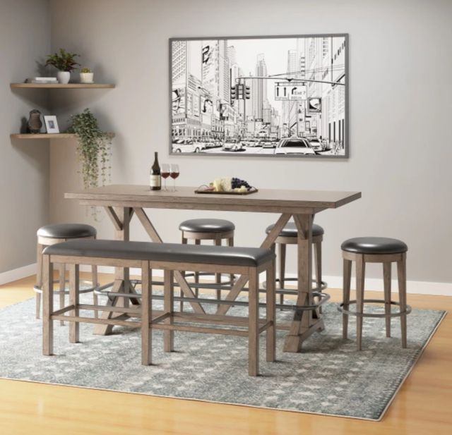 Emerald Home Benton Black/Pecan Brown 60" Bar Bench-1