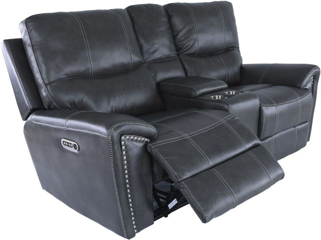 ITEM #: 77080  Harrison Charcoal Leather Power Loveseat with Headrest-0