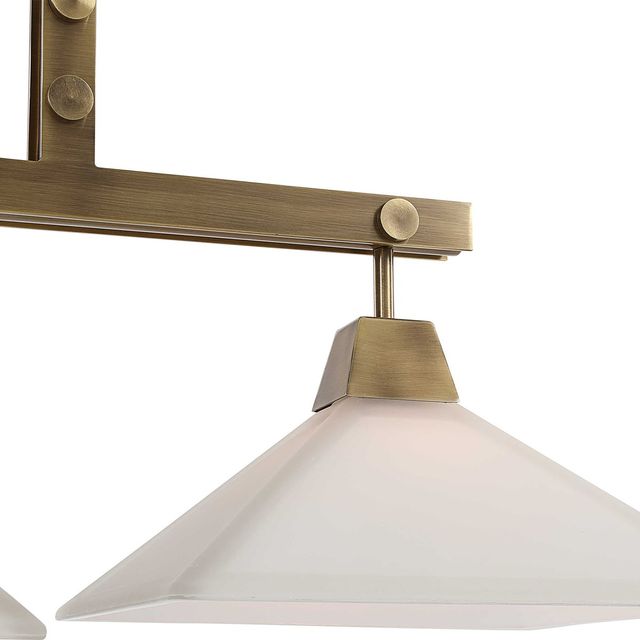 Uttermost® Brookdale Aged Brass Industrial 3-Light Linear Chandelier-3