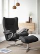Stressless® by Ekornes® Customizable Wing Small Manual Recliner and Ottoman with Cross Base-1