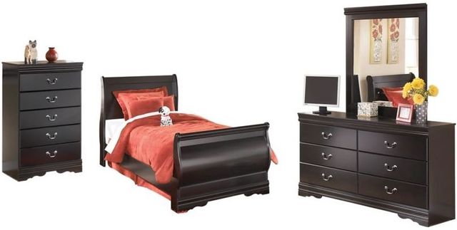 Signature Design by Ashley® Huey Vineyard 3-Piece Black Twin Sleigh Bed Set-0