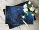 A & B Home Modern Chic 2-Piece Blue Marbled Rectangular Trays-5