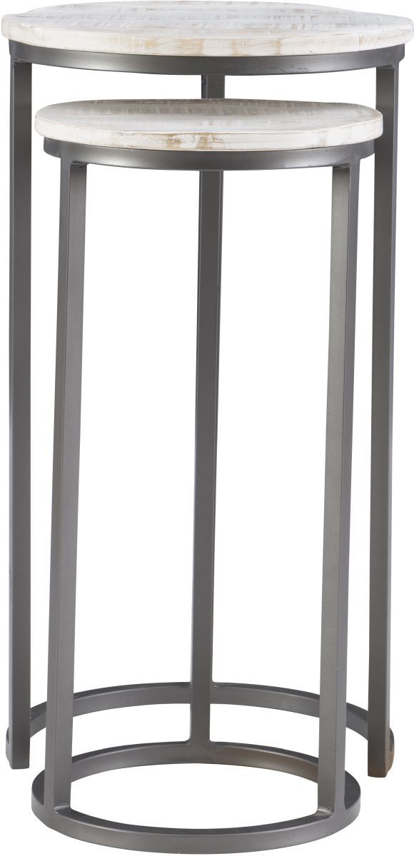 Powell® Weston 2-Piece White Nesting Table Set with Dark Gray Base-1