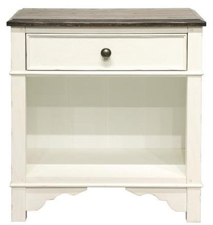 Riverside Furniture Grand Haven Feathered White/Rich Charcoal 1-Drawer Nightstand-1