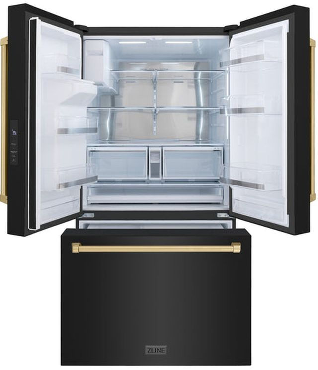 ZLINE Autograph Edition 36" 28.9 Cu. Ft. Black Stainless Steel Freestanding French Door Refrigerator-1