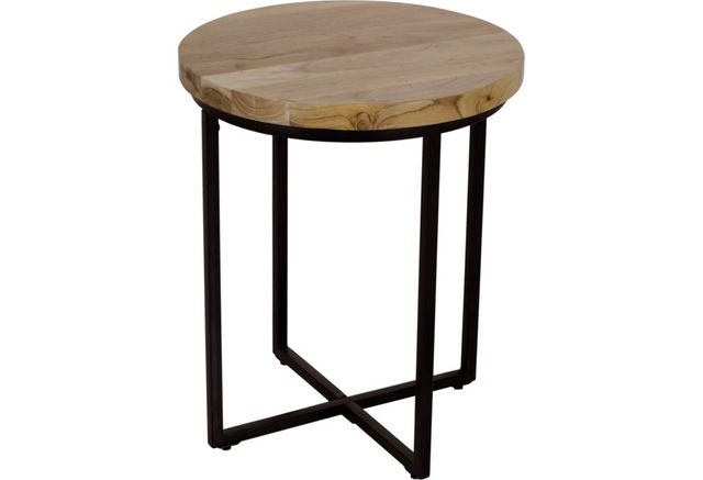 Jofran Inc. Ames Natural Round End Table with Black Base-0