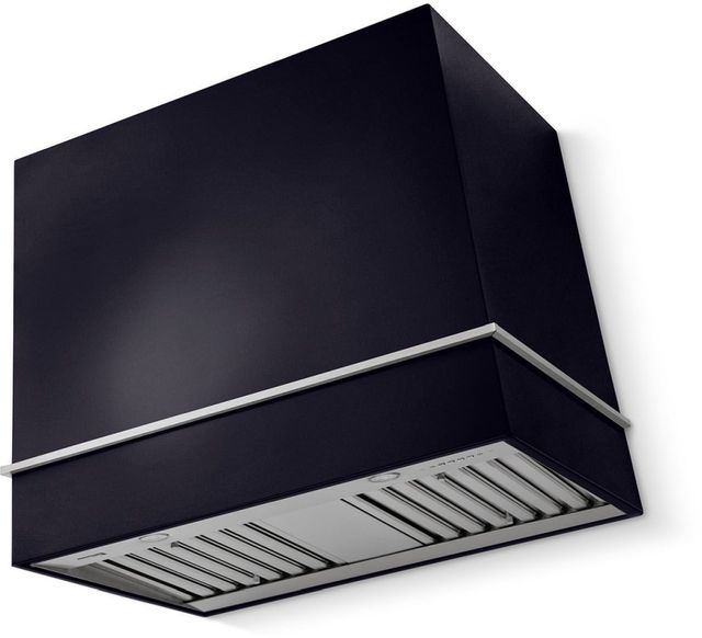 La Cornue Cornufé Loge 36" Gloss Black Wall Mounted Range Hood with Satin Chrome Trim-0