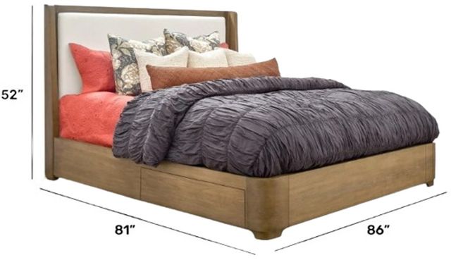 Flexsteel® Normandy Cream/Driftwood King Upholstered Panel Storage Bed-2