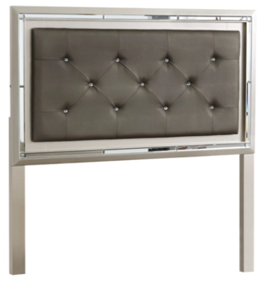 Signature Design by Ashley® Lonnix 5-Piece Silver Full Upholstered Panel Headboard Set-1