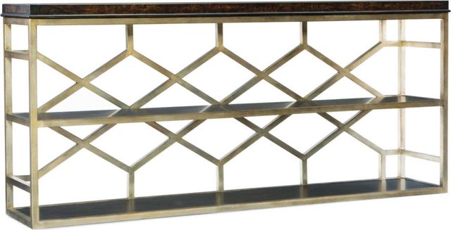 Hooker® Furniture Melange Giles Dark Wood Burl Console Table with Champagne Base-0
