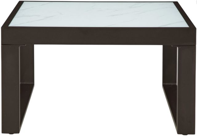 Signature Design by Ashley® Beachloft Glass Top Outdoor Aluminum Cocktail Table with Black Base-1