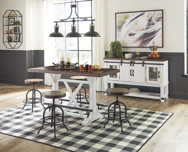 Signature Design by Ashley® Valebeck Brown Counter Height Dining Table with White Base-8