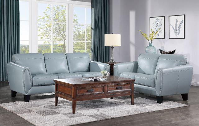 Homelegance® Spivey Aqua Leather Loveseat-3