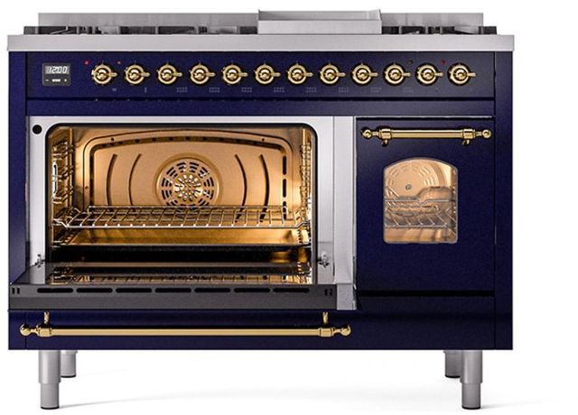 Ilve® Nostalgie II Series 48" Midnight Blue Pro Style Dual Fuel Range-3