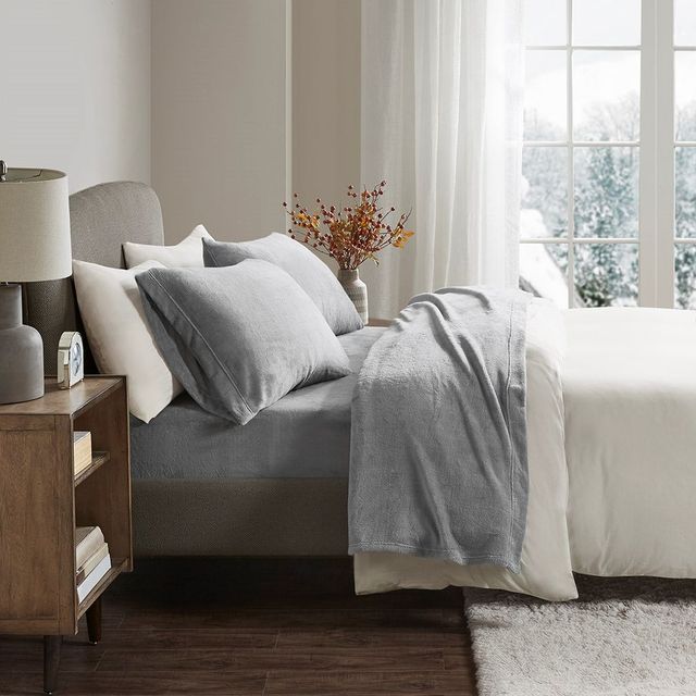 Olliix by True North by Sleep Philosophy Grey Full Soloft Plush Sheet Set-3