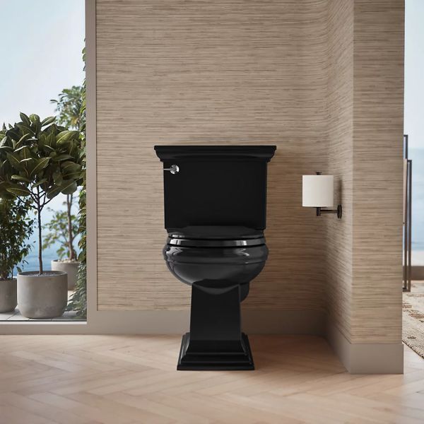 KOHLER® Memoirs® Black Round-Front Bowl with Exposed Trapway-3