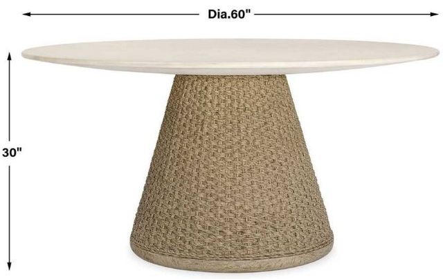 Uttermost® Cardoso Cerused Wheat/White Concrete/Wicker Indoor-Outdoor Dining Table-2