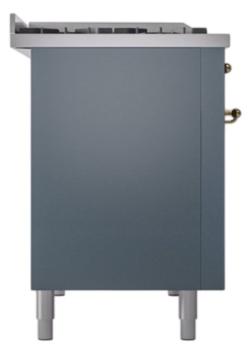 Ilve® Nostalgie II Noblesse 48'' Blue Gray Pro Style Dual Fuel Range with Brass Trim-2