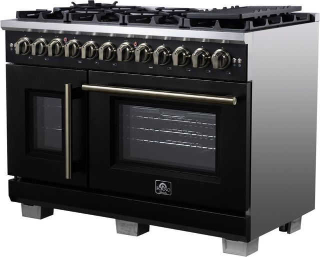 FORNO® Capriasca Series Alta Qualita 48" Black Pro Style Dual Fuel Range-2