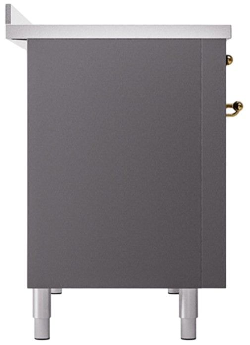 Ilve® Nostalgie II Noblesse 48'' Graphite Matte Pro Style Induction Range with Brass Trim-2
