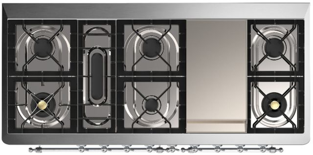 Ilve® Majestic III 60" Antique White Pro Style Dual Fuel Liquid Propane Range with Solid Door and Chrome Trim-3