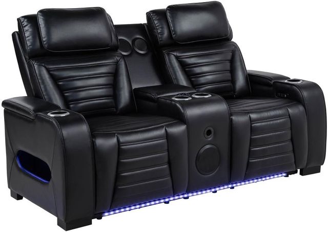 Coaster® Zuma Black Power Reclining Loveseat with Power Headrest-0
