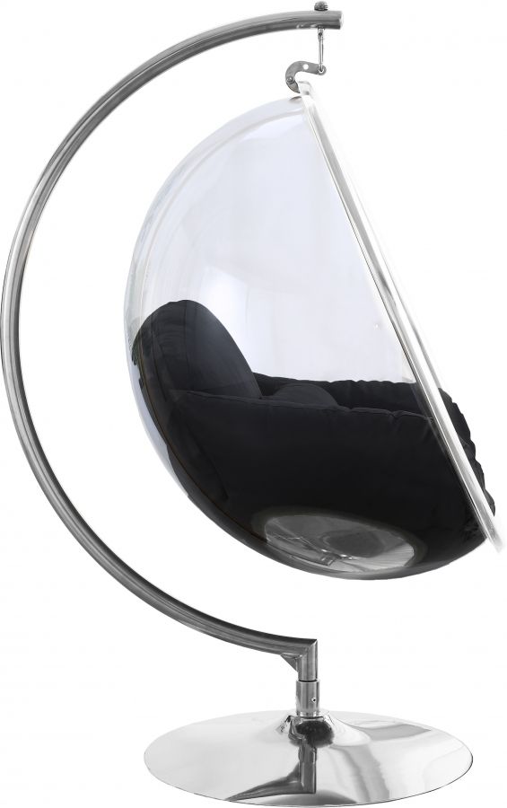 Meridian Furniture Luna Black/Chrome Durable Fabric Acrylic Swing Chair-2