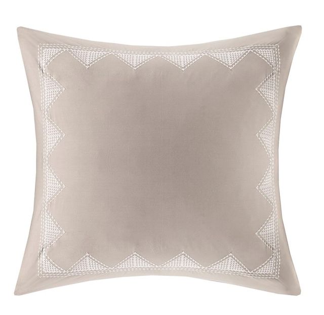Olliix by INK+IVY Isla Taupe Cotton Embroidered Euro Sham-0