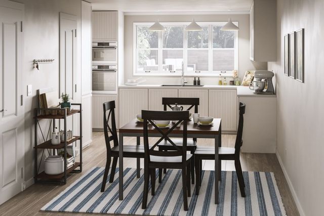 homestyles® Merge Mahogany Square Table with Gray Metal Legs -4