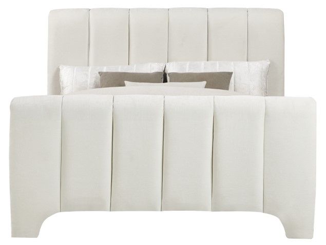 Meridian Furniture Camila Cream Queen Upholstered Panel Bed-1