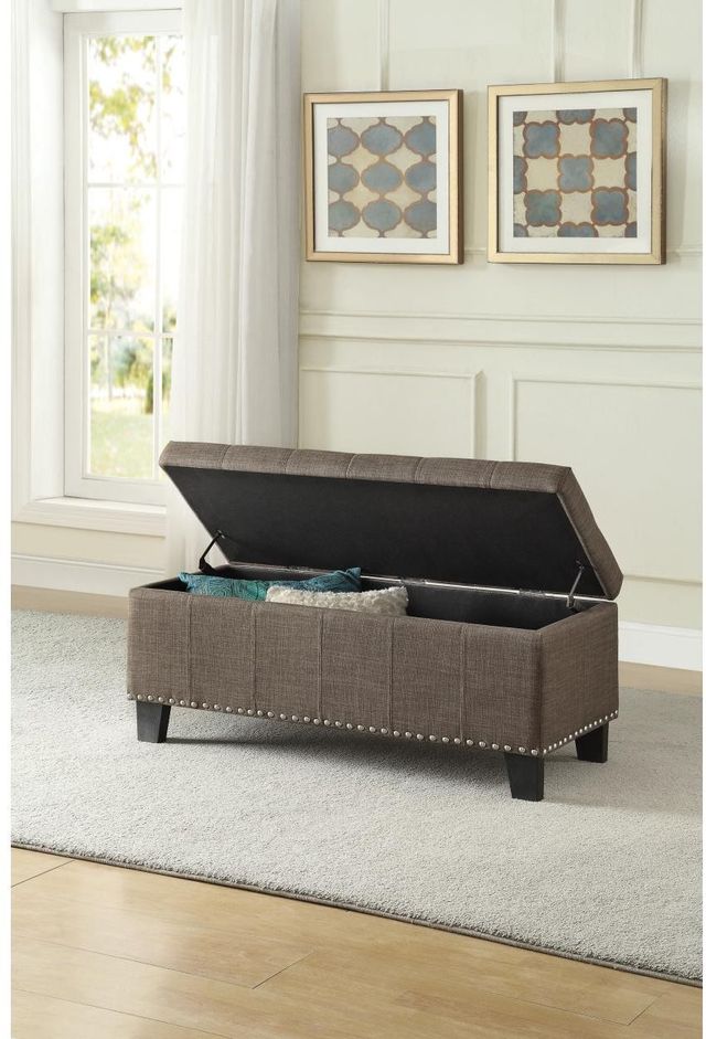 Mazin Furniture Fedora Brown Lift-Top Storage Bench-2