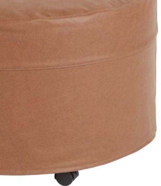 Four Seasons Customizable Leather Slipcovered Round Ottoman-1