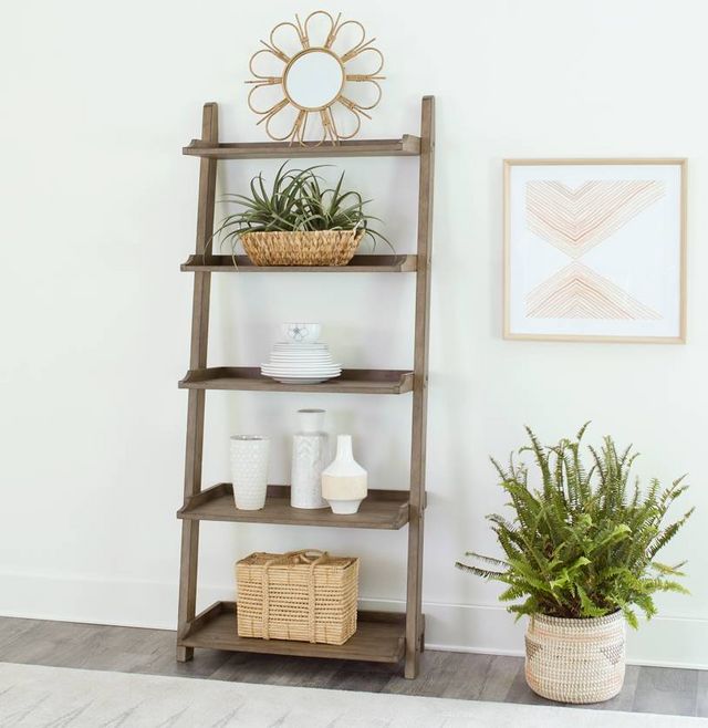 Liberty Furniture Americana Farmhouse Dusty Taupe Leaning Pier Bookcase-7